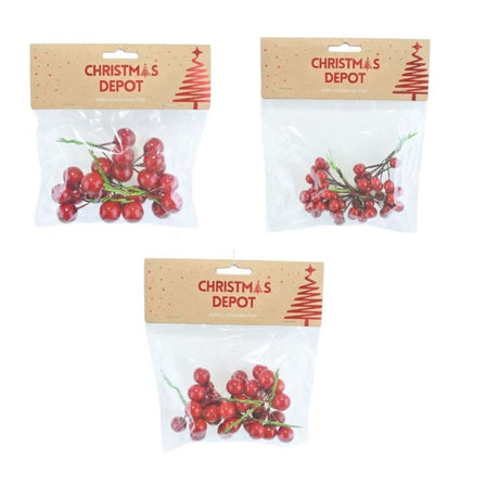 Christmas Berry Cluster Wire Stem - Assorted Sizes