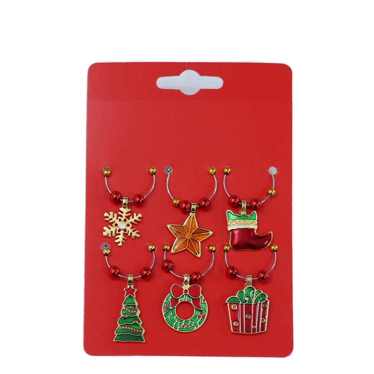 6 Pack Christmas Wine Glass Charms - Assorted
