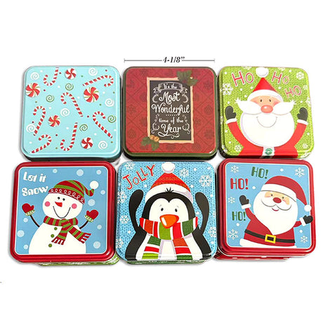 Square Christmas Cookie Tin - Assorted Designs