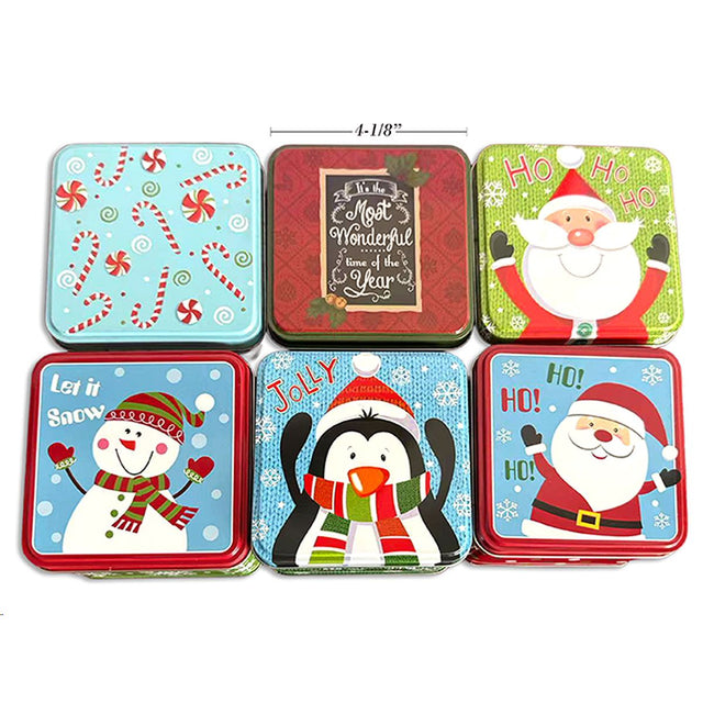 Square Christmas Cookie Tin - Assorted Designs