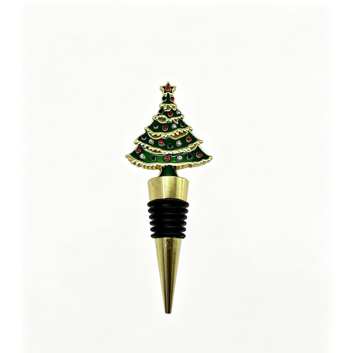 Christmas Tree Wine Stopper - Green and Gold