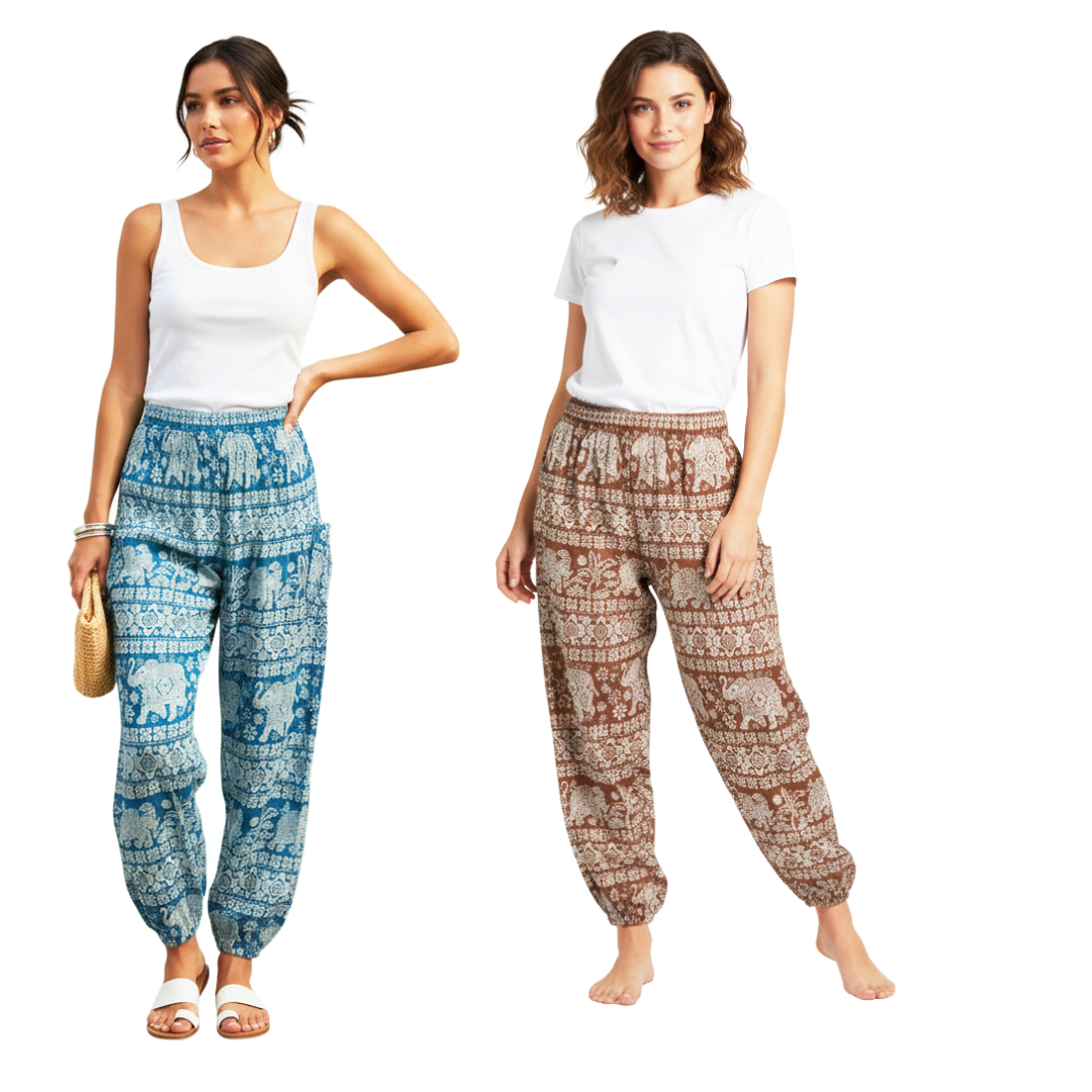 Summer Elephant Print Pants