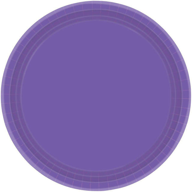 20 Pack 23cm Round Paper Plates - Purple