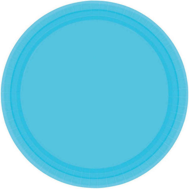 20 Pack 23cm Round Paper Plates - Caribbean Blue