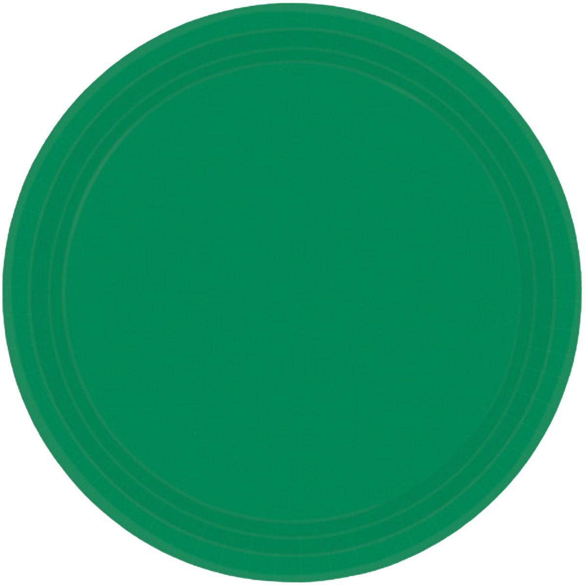 20 Pack Paper Plates 23cm Round - Festive Green