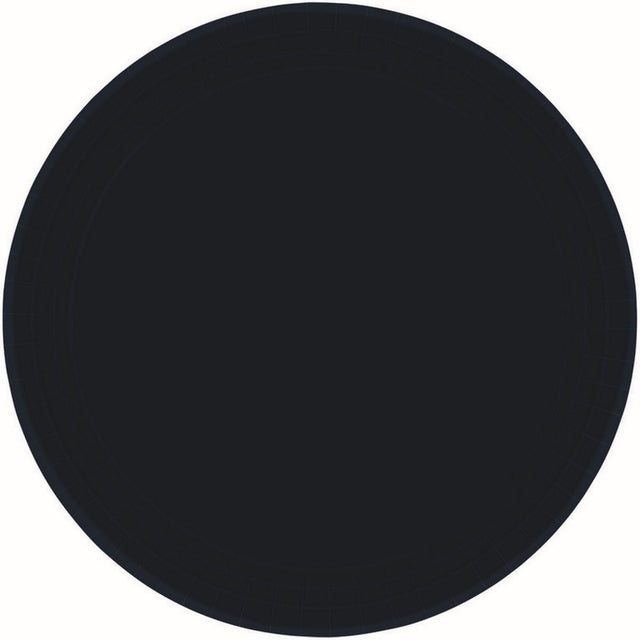 20 Pack Round Paper Plates 17cm - Jet Black