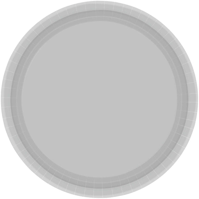 20 Pack 17cm Round Paper Plates - Silver