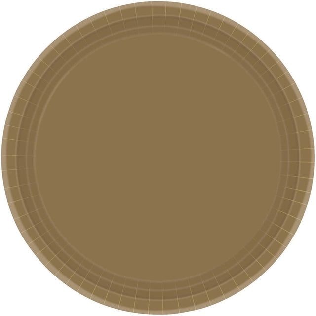 20 Pack Paper Plates 17cm Round - Gold
