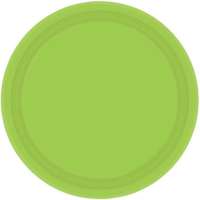 20 Pack 17cm Round Paper Plates - Kiwi Green