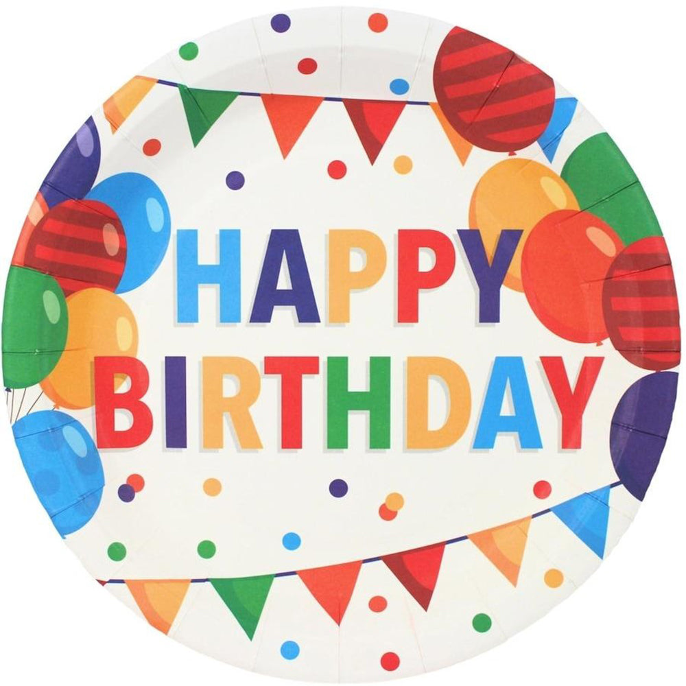 Happy Birthday Paper Plates - Pk 8
