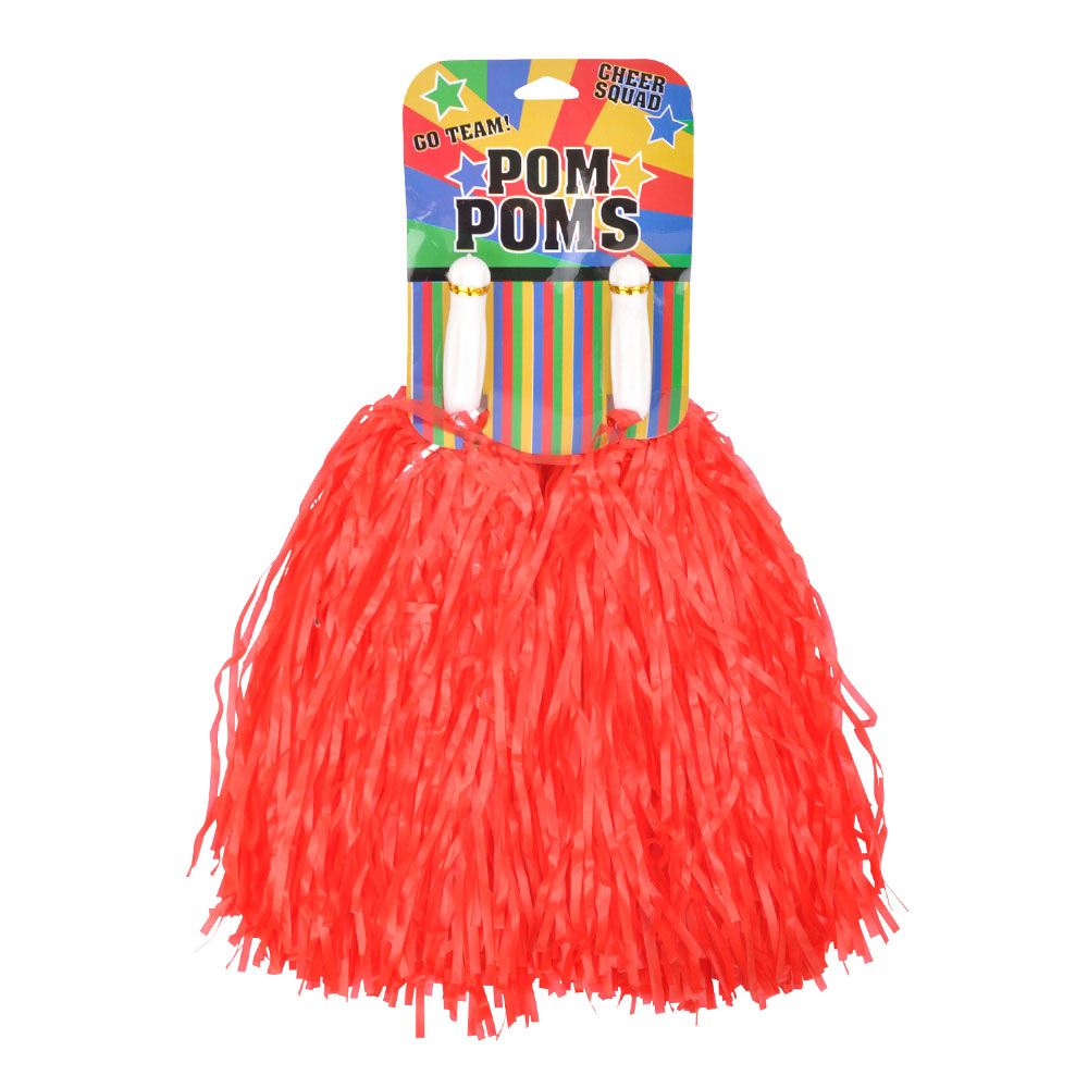 Cheer Squad Pom Poms - Neon Red Pk 2