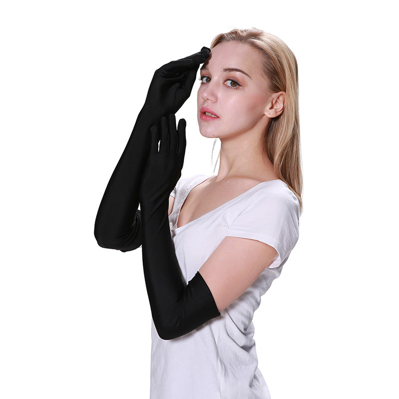 Long Black Fabric Gloves - PARTY PLANET
