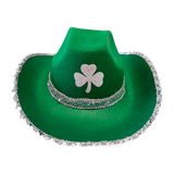 Green Cowboy Hat with Silver Trim and Clover Leaf