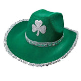 Green Cowboy Hat with Silver Trim and Clover Leaf