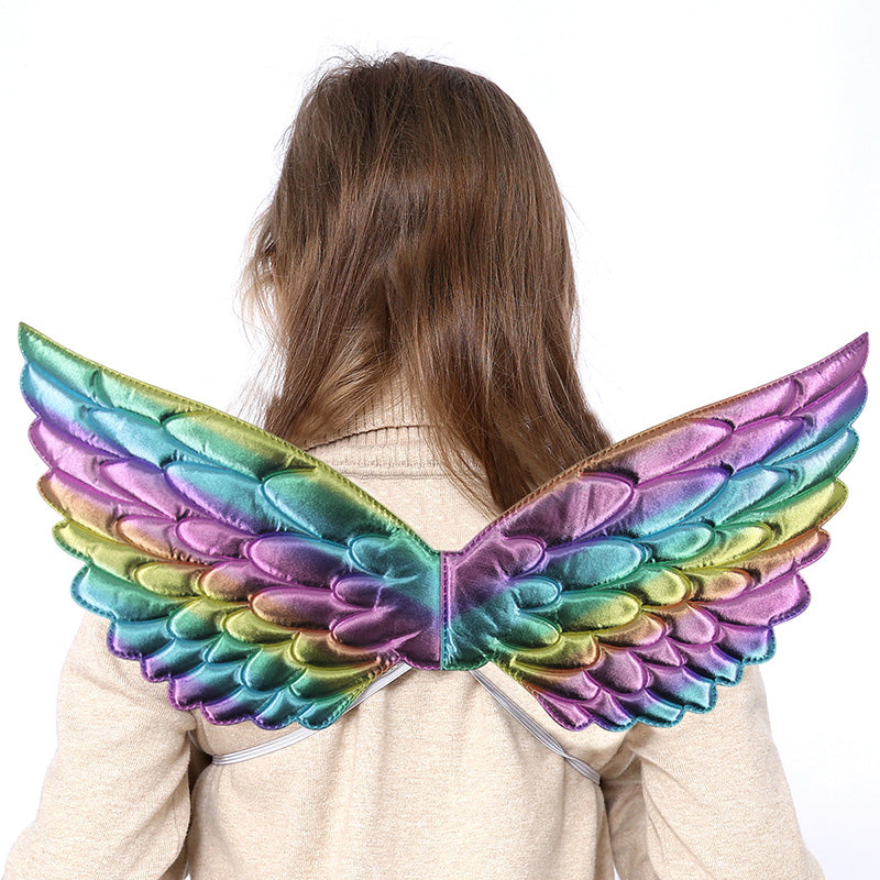 Kids Rainbow Metallic Angel Wings - PARTY PLANET