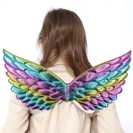 Kids Rainbow Metallic Angel Wings - PARTY PLANET
