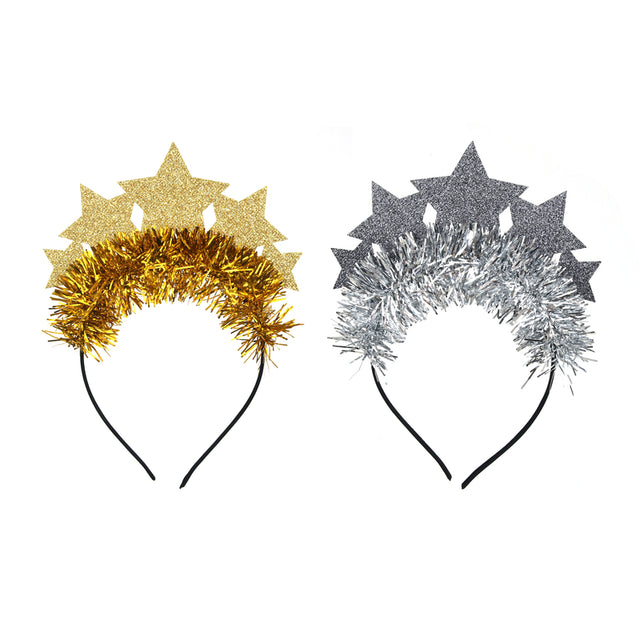 2 Pack Gold and Silver Star Headbands - Assorted - PARTY PLANET