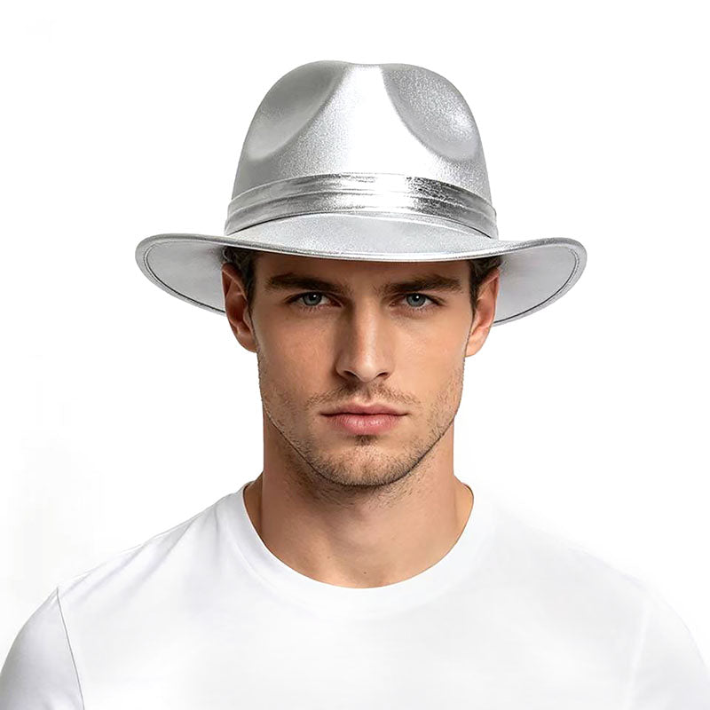 Silver Fedora Hat - PARTY PLANET
