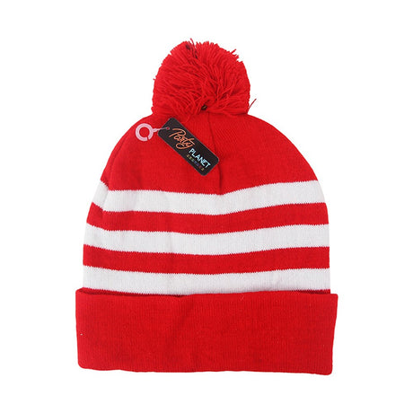 Red & White Striped Beanie