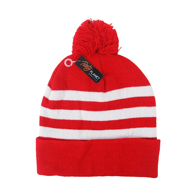 Red & White Striped Beanie