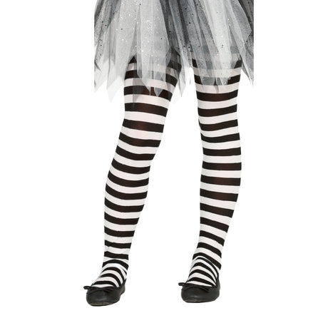 Kids Black & White Striped Stockings - PARTY PLANET