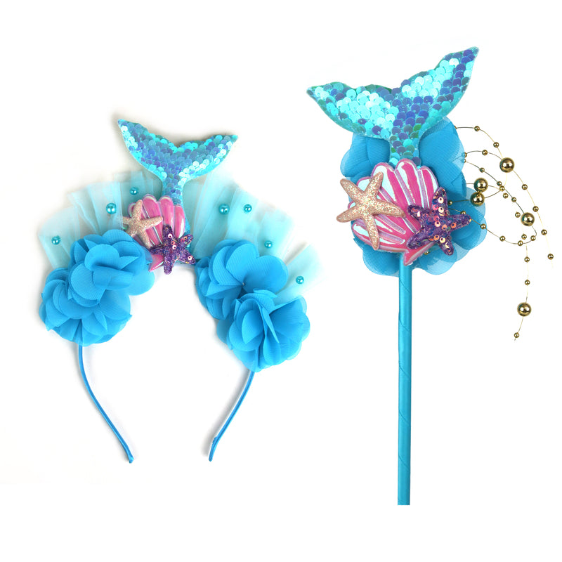 Blue Sequin Mermaid Headband - PARTY PLANET