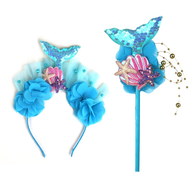 Blue Sequin Mermaid Headband - PARTY PLANET
