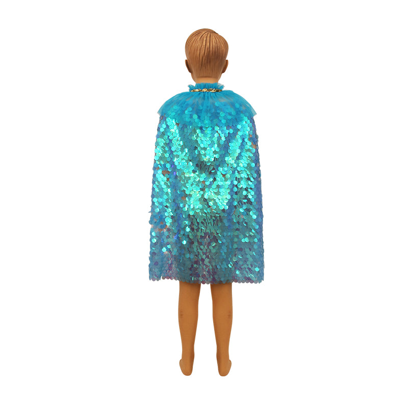 Blue Sequin Mermaid Cape - 90cm - PARTY PLANET
