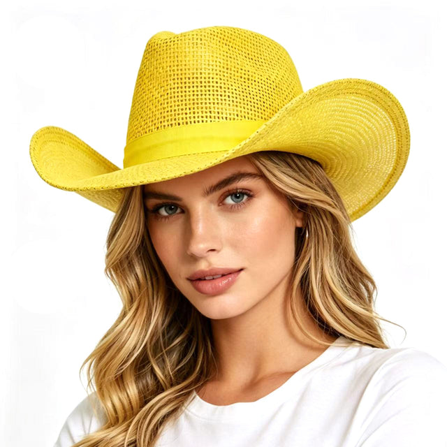 Burlap Cowboy Hat - Yellow - PARTY PLANET
