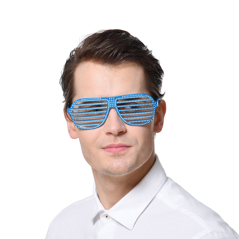 Bling Slatted Glasses - Blue - PARTY PLANET