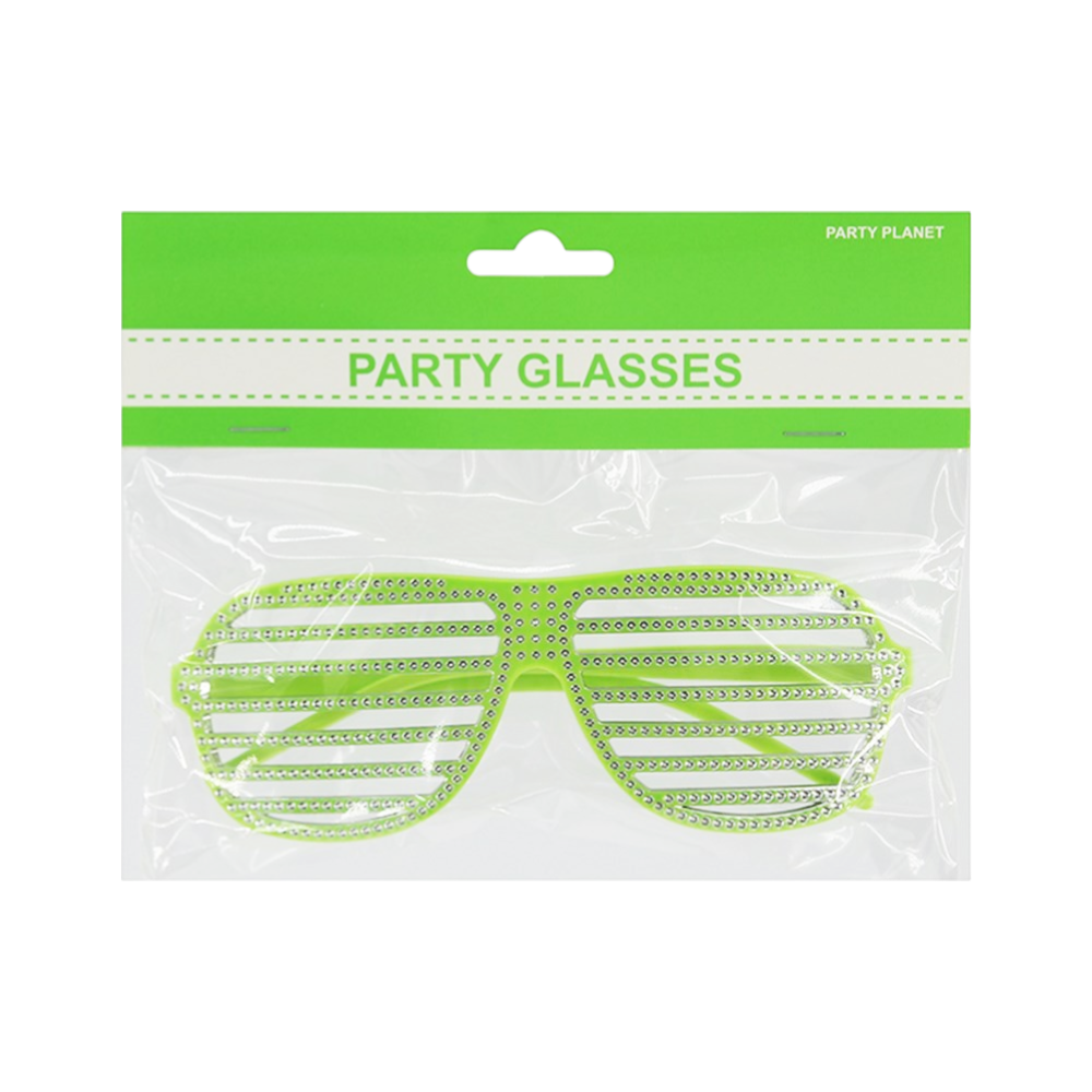 Bling Slatted Glasses - Green