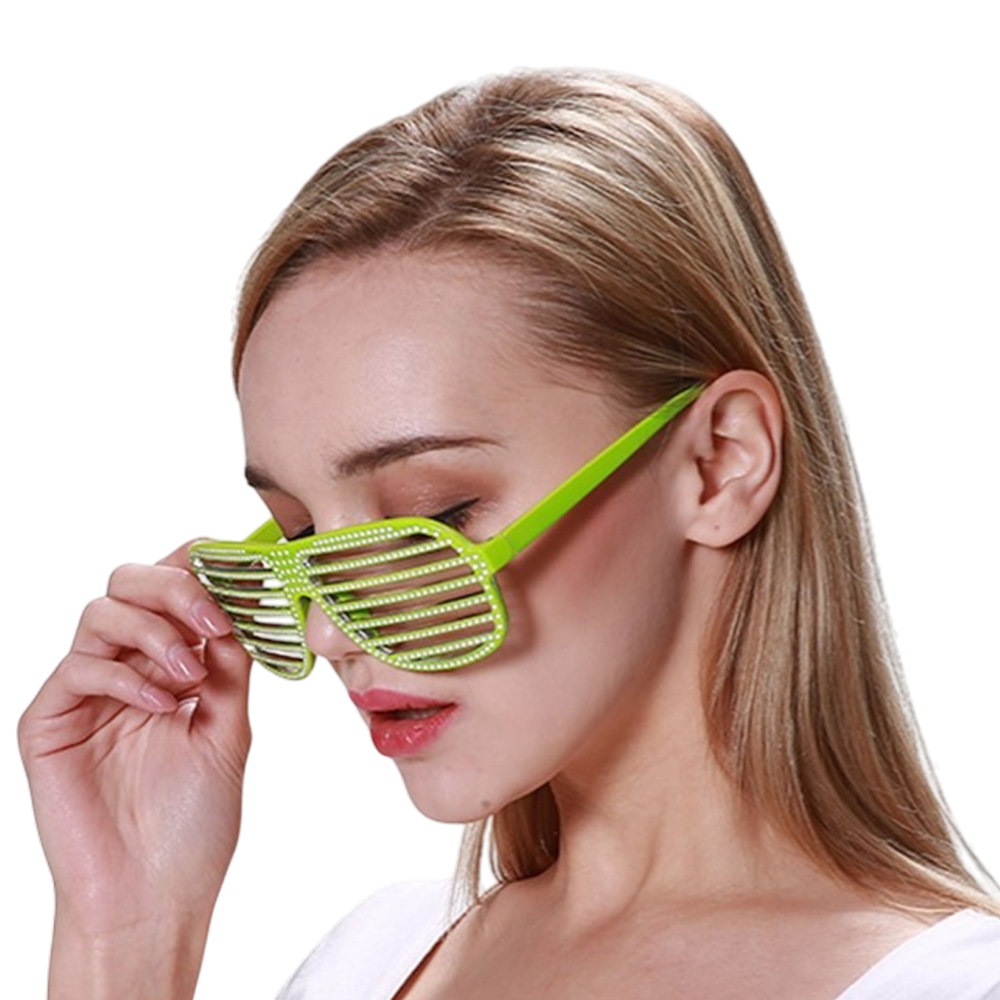 Bling Slatted Glasses - Green