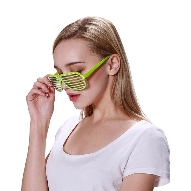 Bling Slatted Glasses - Green - PARTY PLANET