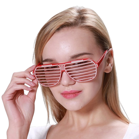 Bling Slatted Glasses - Red