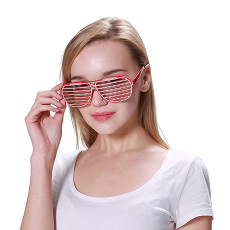 Bling Slatted Glasses - Red - PARTY PLANET