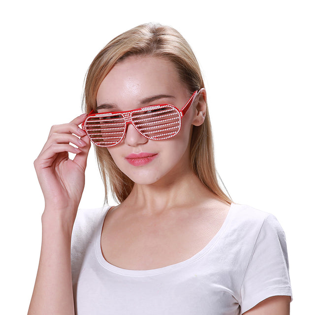 Bling Slatted Glasses - Red - PARTY PLANET