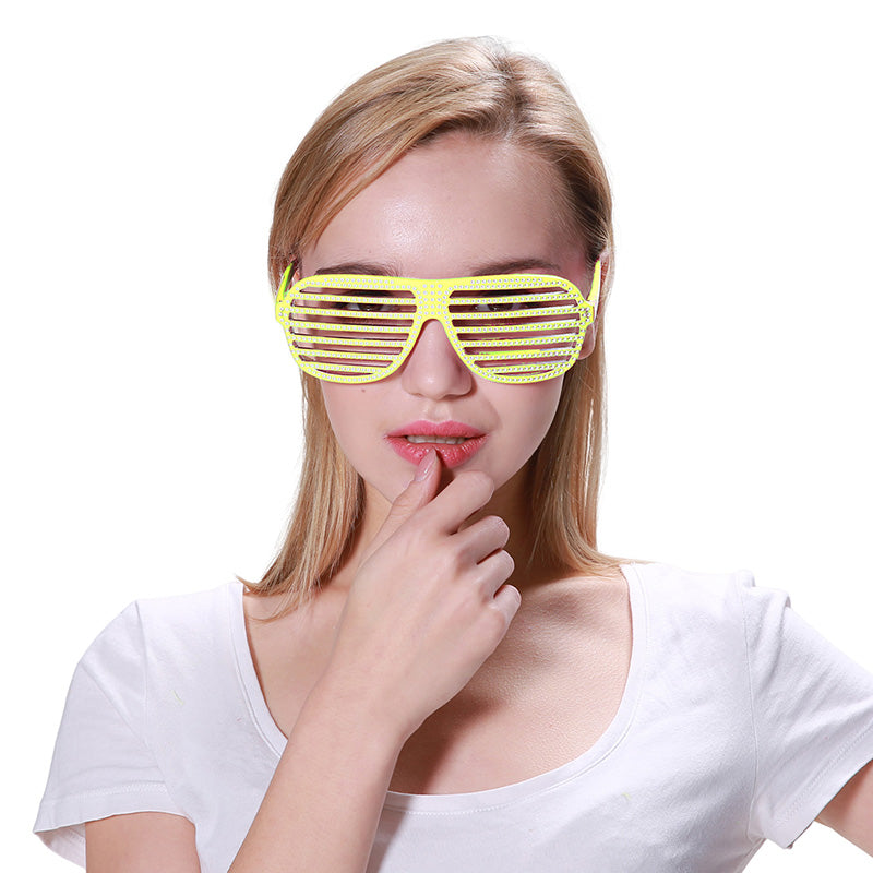 Bling Slatted Glasses - Yellow - PARTY PLANET