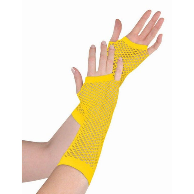 Long Fishnet Gloves Yellow