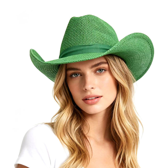 Burlap Cowboy Hat - Green - PARTY PLANET