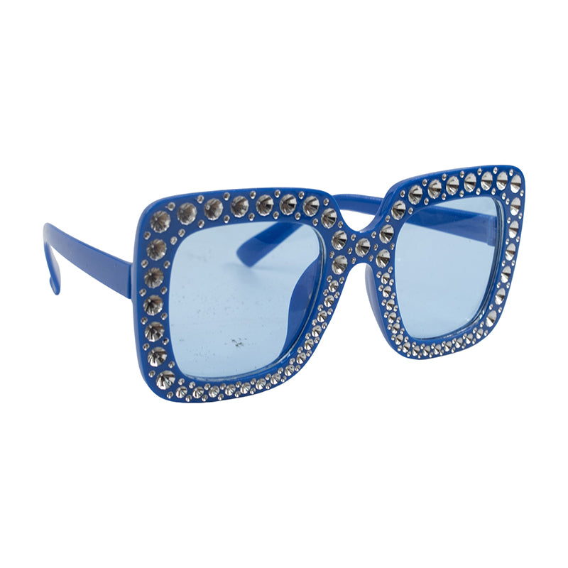 Blue Bling Square Glasses - PARTY PLANET
