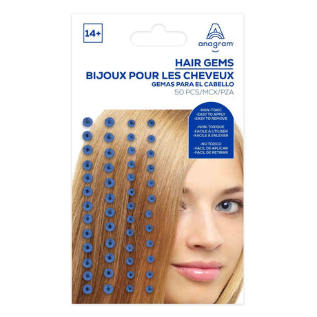 50 Pack Hair Gems - Team Spirit Blue