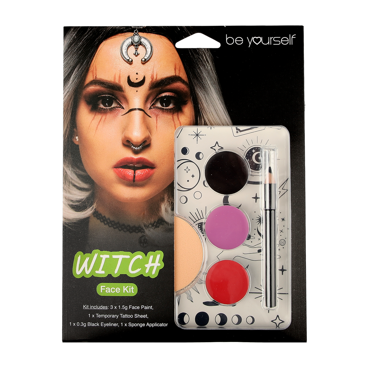 Witch Face Paint Kit with Tattoos