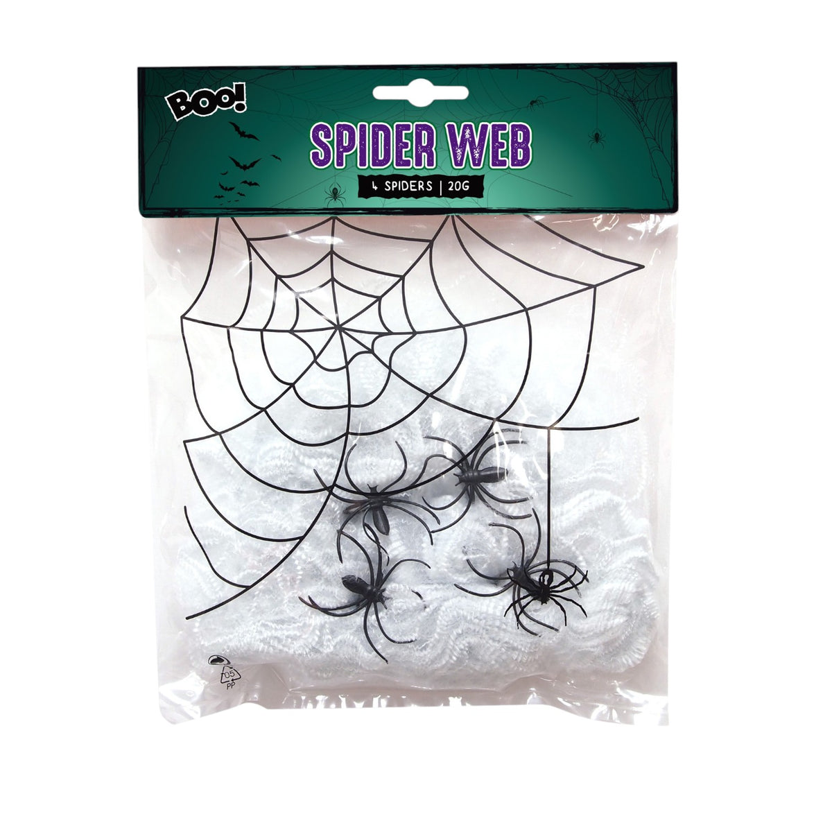 Spider Web with 4 Spiders - White
