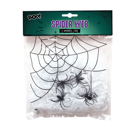 Spider Web with 4 Spiders - White