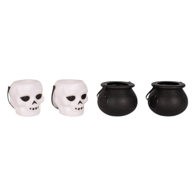 Skull & Cauldron Mini Pails - 4 Pack
