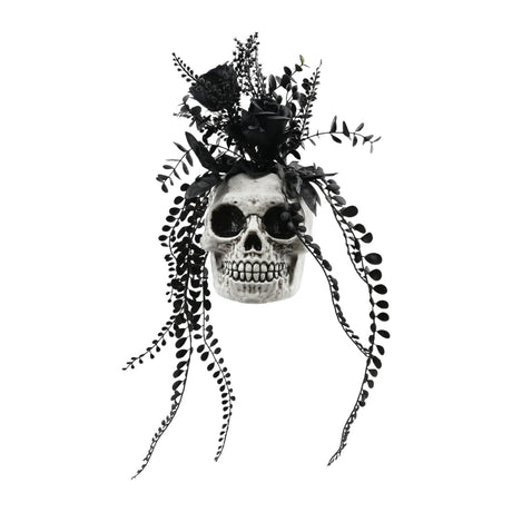 Skull Decoration with Black Flowers