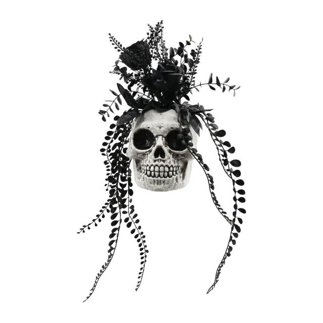 Skull Decoration with Black Flowers