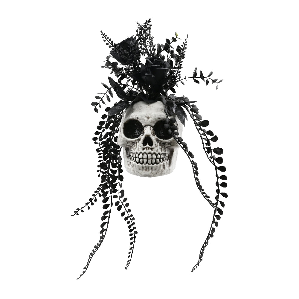 Skull Decoration With Black Flowers