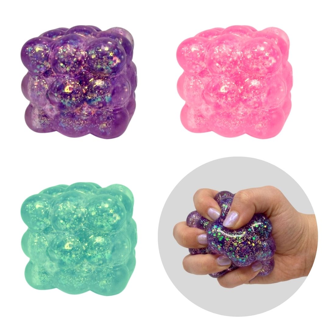 Squishy Glitter Bubble Cube - Assorted