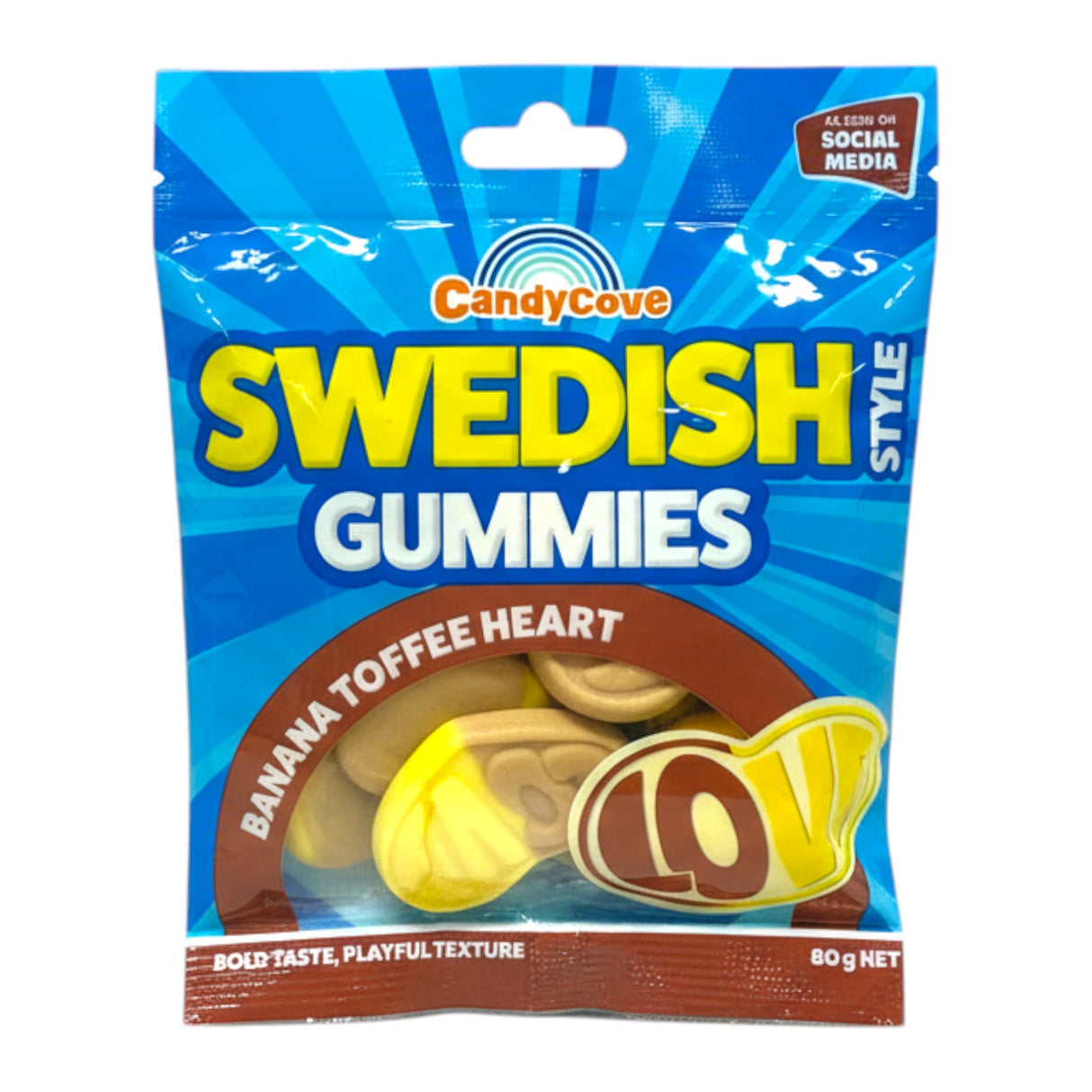 Swedish Style Gummies - Banana Toffee Hearts